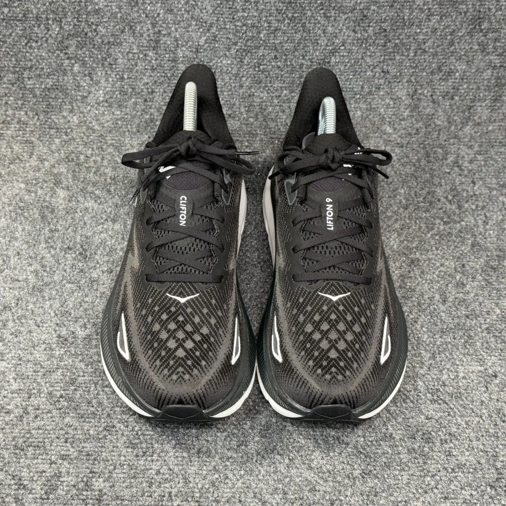 Hoka Clifton 9 Running Shoes Men's 11 Black White Athletic Run Training Sneakers